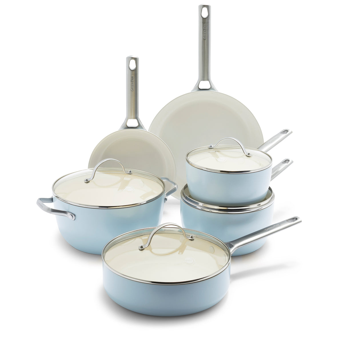 Padova Ceramic Nonstick 10-Piece Cookware Set | Light Blue