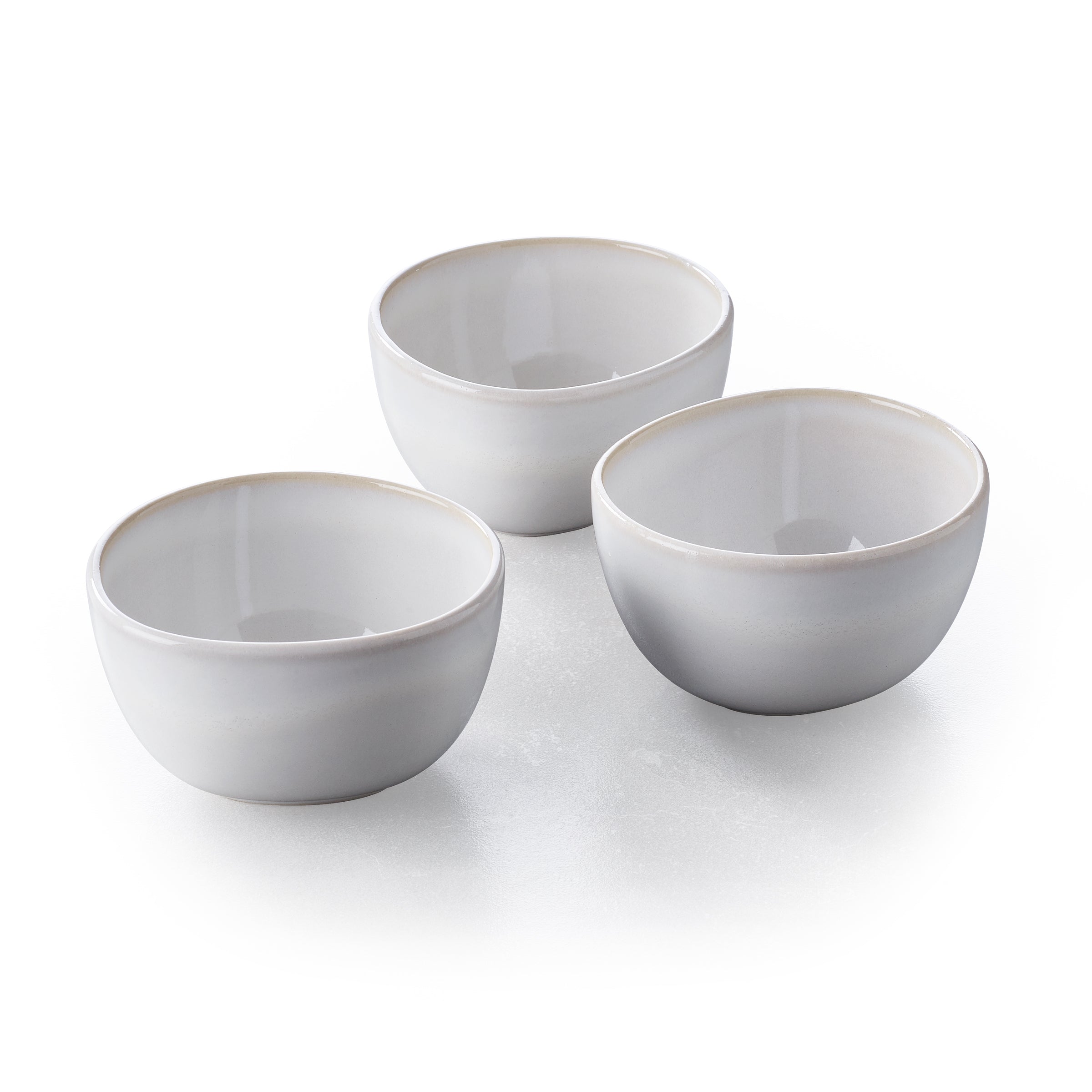 Keltum Glazed Stoneware 4 Bowls, Set of 3 | White