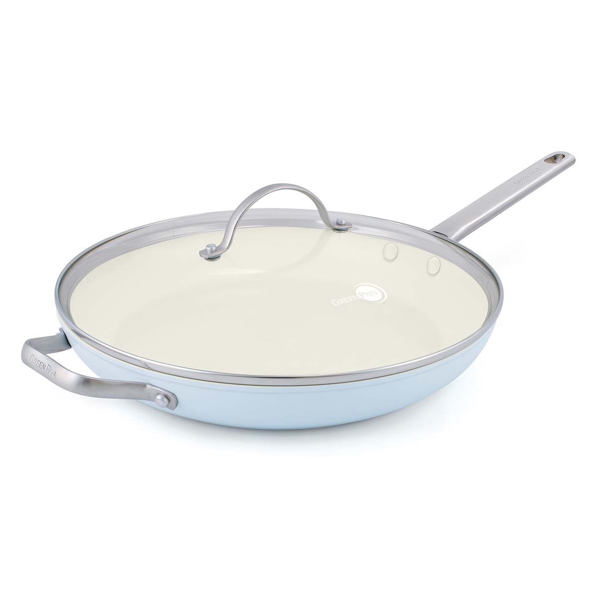 Padova Light Blue Ceramic Nonstick 12 Frypan with Lid