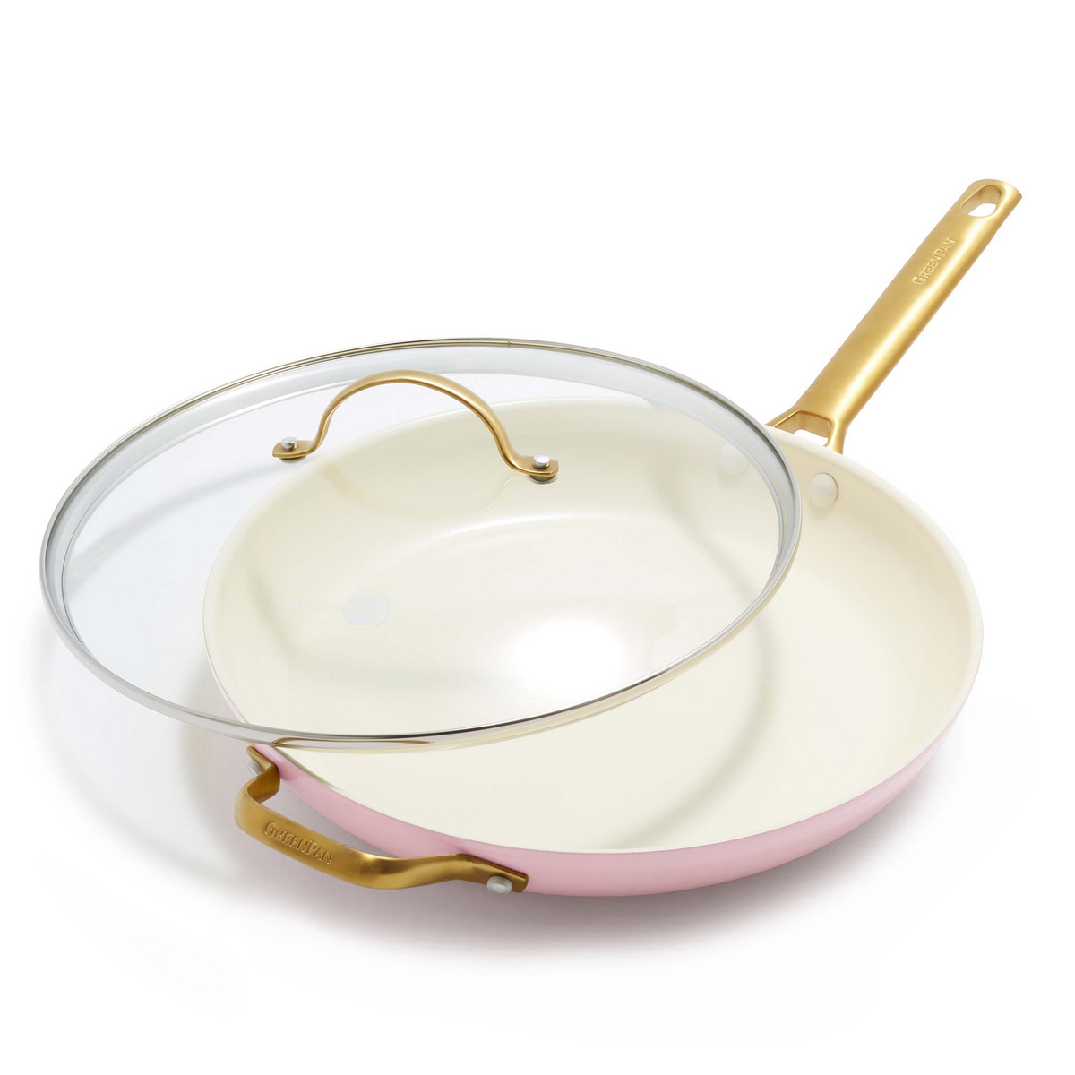 Reserve Ceramic Nonstick 12 Frypan with Helper Handle and Lid | Blush