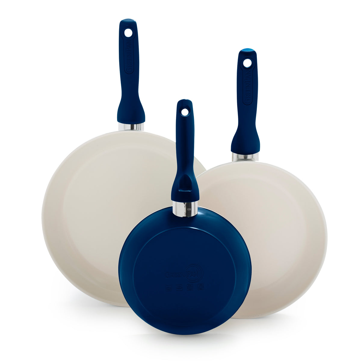 Rio Ceramic Nonstick 7, 9.5 and 11 Frypan Set | Navy