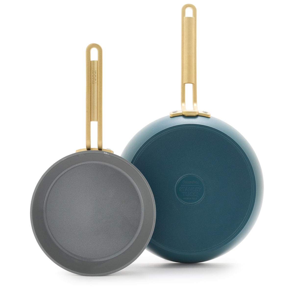 Stanley Tucci Ceramic Nonstick 8 and 10 Frypan Set | Venetian Teal