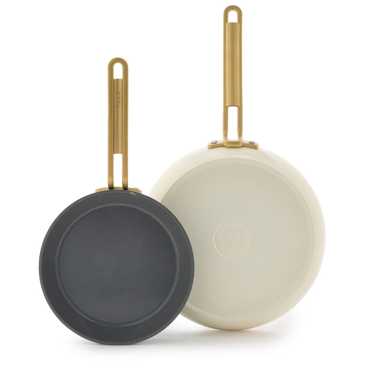 Stanley Tucci Ceramic Nonstick 8 and 10 Frypan Set | Carrara White