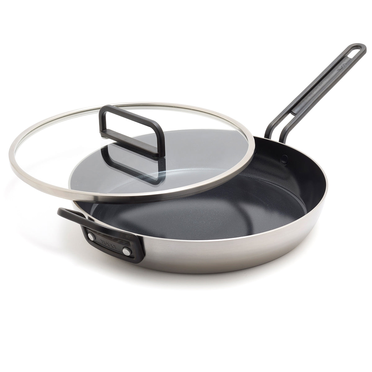 Stanley Tucci Stainless Steel Ceramic Nonstick 12 Frypan with Lid