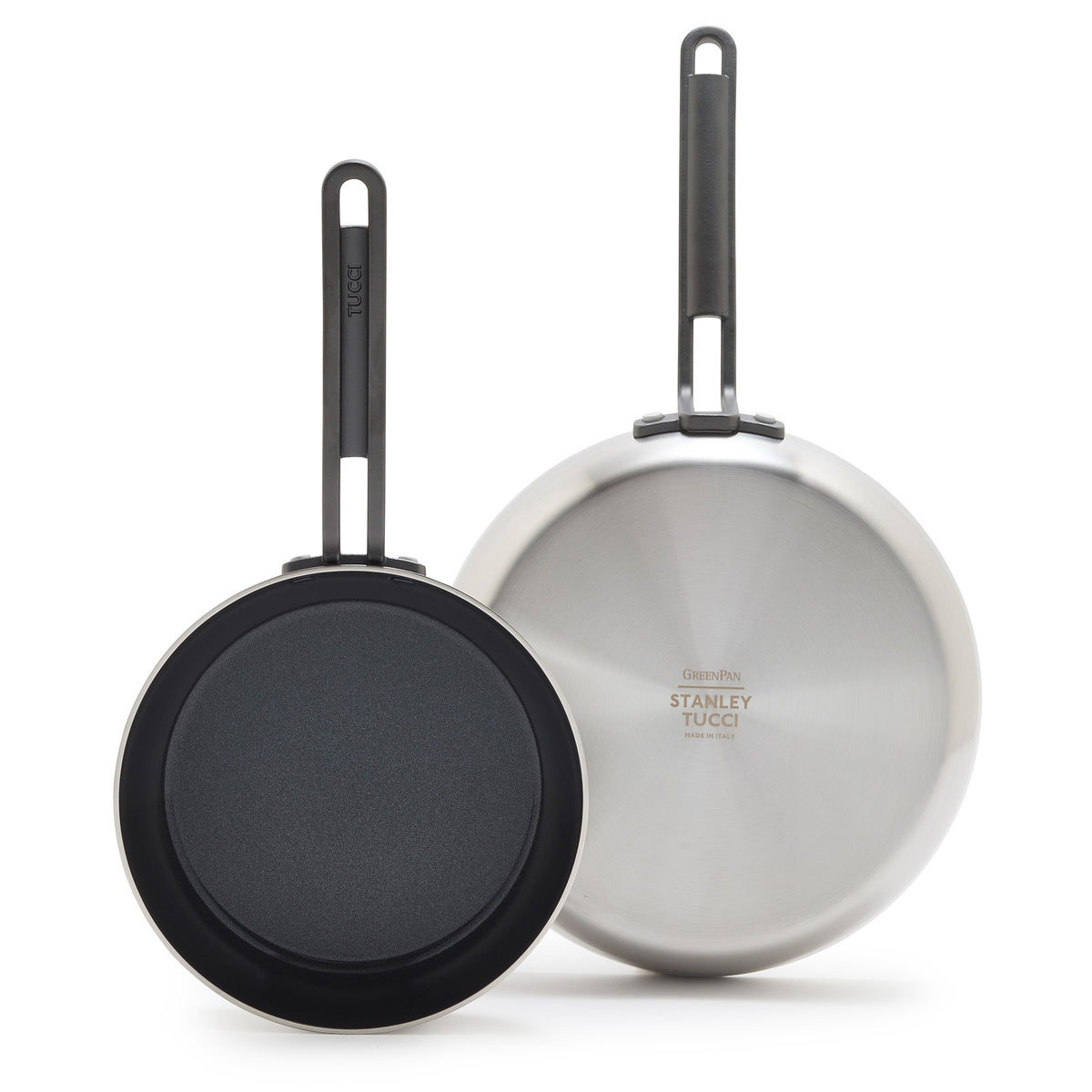 Stanley Tucci Stainless Steel Ceramic Nonstick 8 and 10 Frypan Set