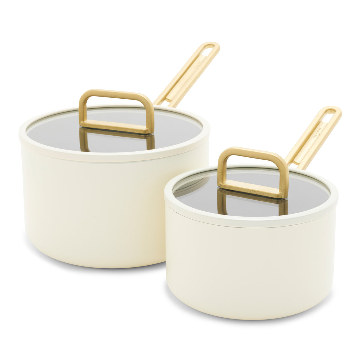Stanley Tucci Ceramic Nonstick 4-Piece Saucepan Set | Carrara White