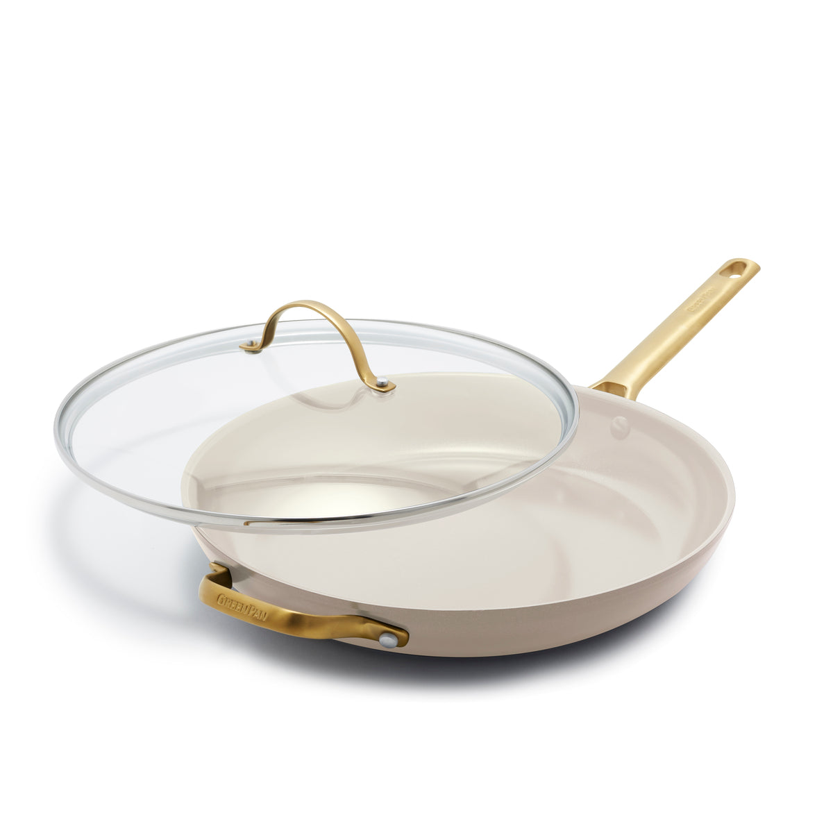 Reserve Ceramic Nonstick 12 Frypan with Helper Handle and Lid | Taupe