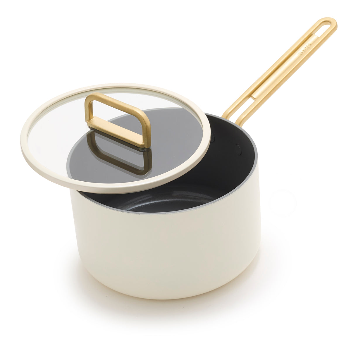 Stanley Tucci Ceramic Nonstick 4-Quart Saucepan with Lid | Carrara White