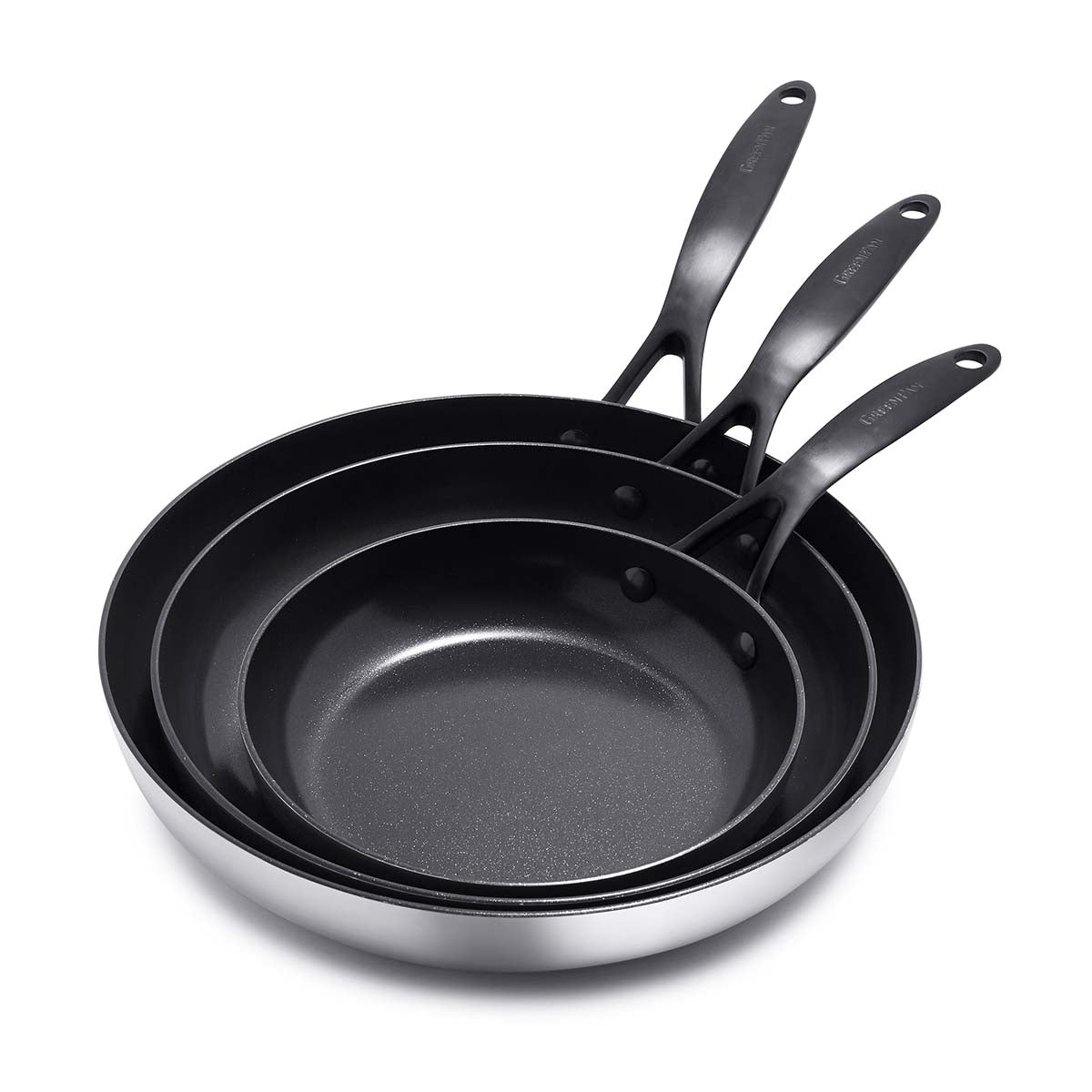 Venice Pro Noir Ceramic Nonstick 8, 10, and 12 Frypan Set