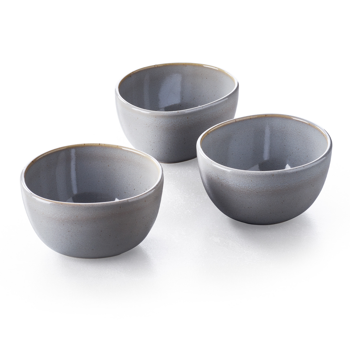 Keltum Glazed Stoneware 4 Bowls, Set of 3 | Gray