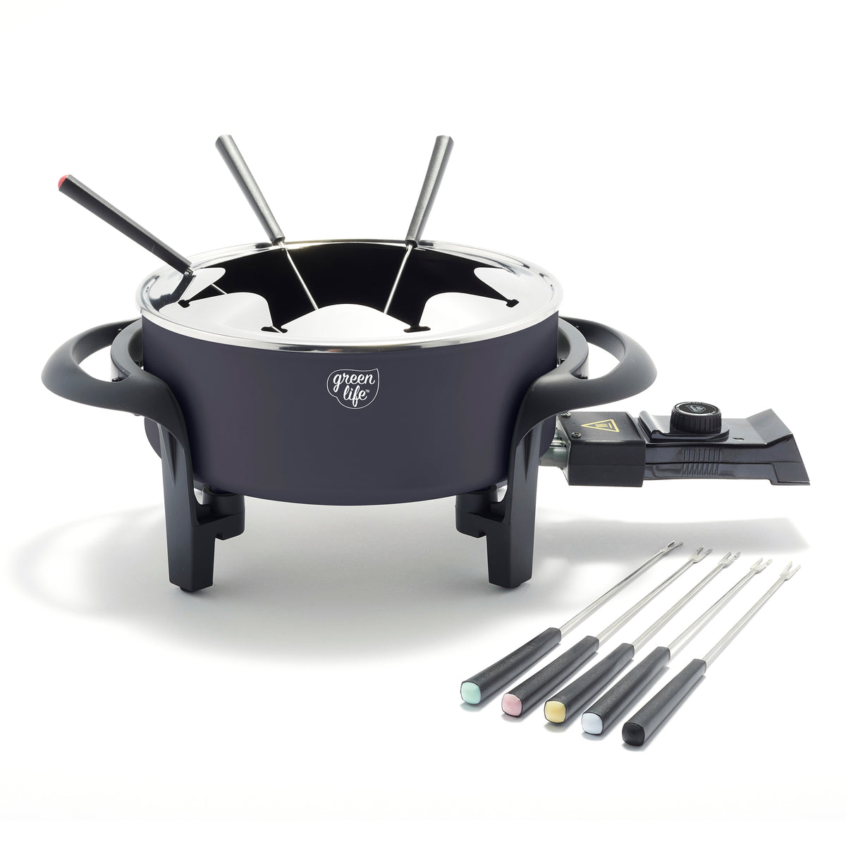 GreenLife Healthy Ceramic Nonstick Fondue Party Set | Black