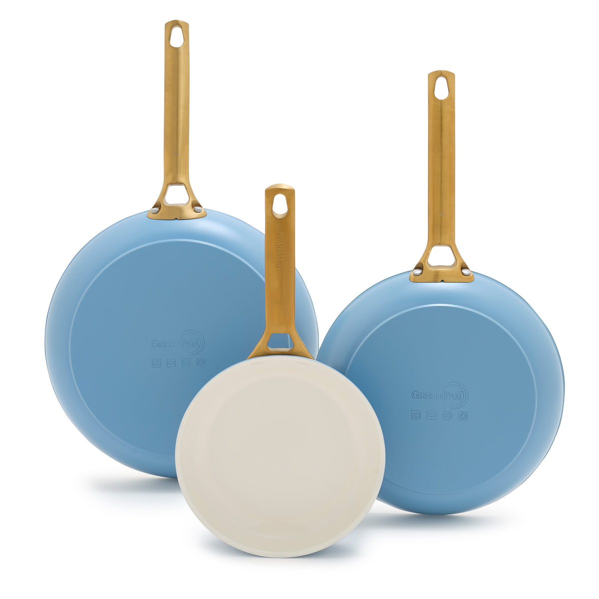 Reserve Ceramic Nonstick 8, 10 and 12 Frypan Set | Sky Blue